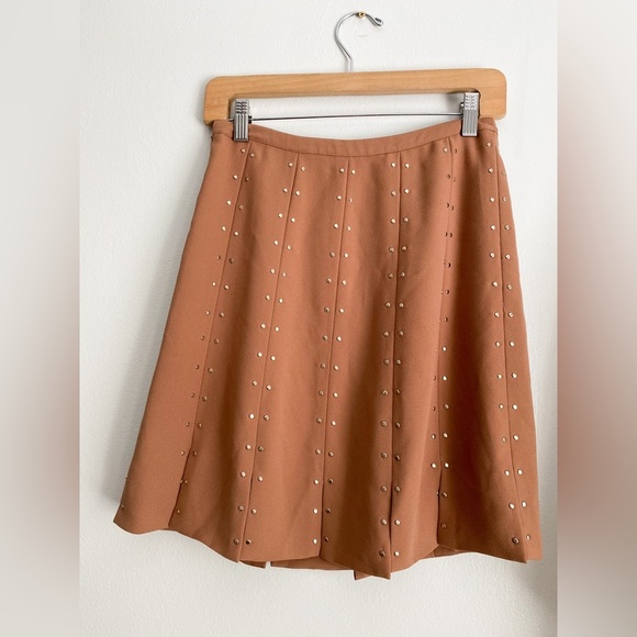 LIU.JO A-line Caramel Camel Tan Skirt Silver Studded Embellished Y2K Luxury 2 - Picture 8 of 12